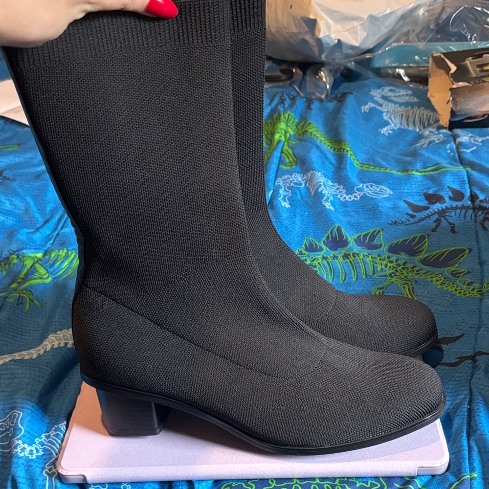 Joe Fresh Black Heeled Sock Boots